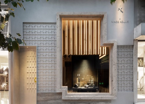 Jewellery informs Bureau de Changes facade for Nikos Koulis store in Athens
