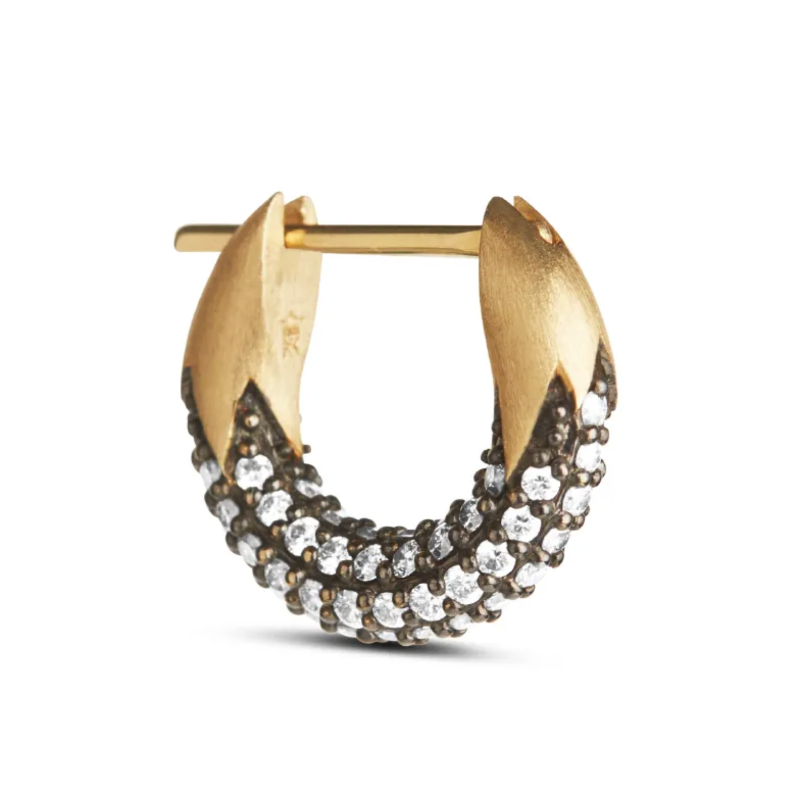 White Diamond Eclipse Huggie Hoop Earrings – 18ct Solid Gold