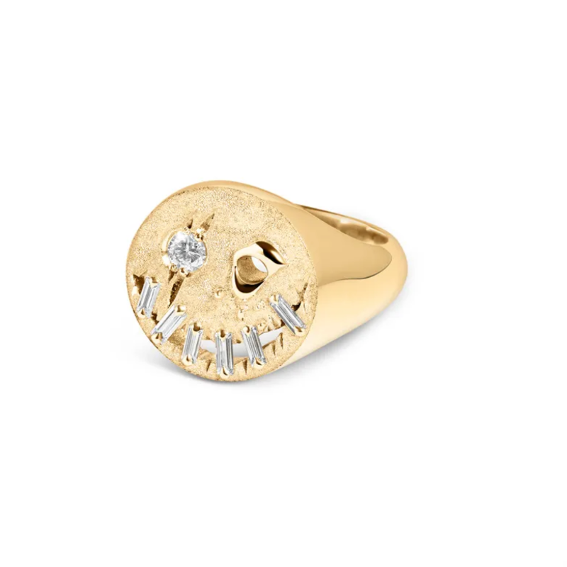 Why So Serious? – Signet Ring – Smile – 9ct yellow Gold & Baguette Diamonds