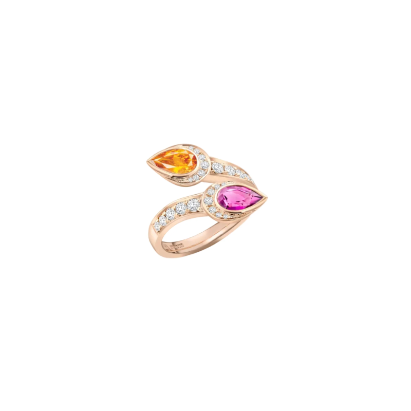 Mandarin Garnet & Pink Tourmaline Toi et Moi Ring
