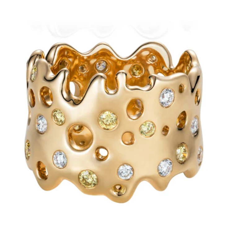 Dream Me Star White & Yellow Diamond Ring in 18K Yellow Gold