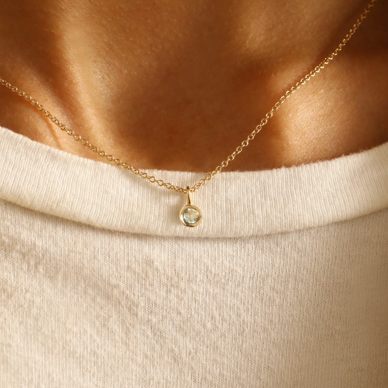 Aquamarine March birthstone necklace