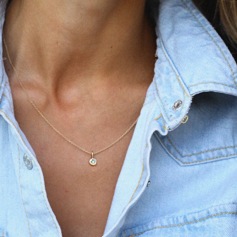 Aquamarine March birthstone necklace